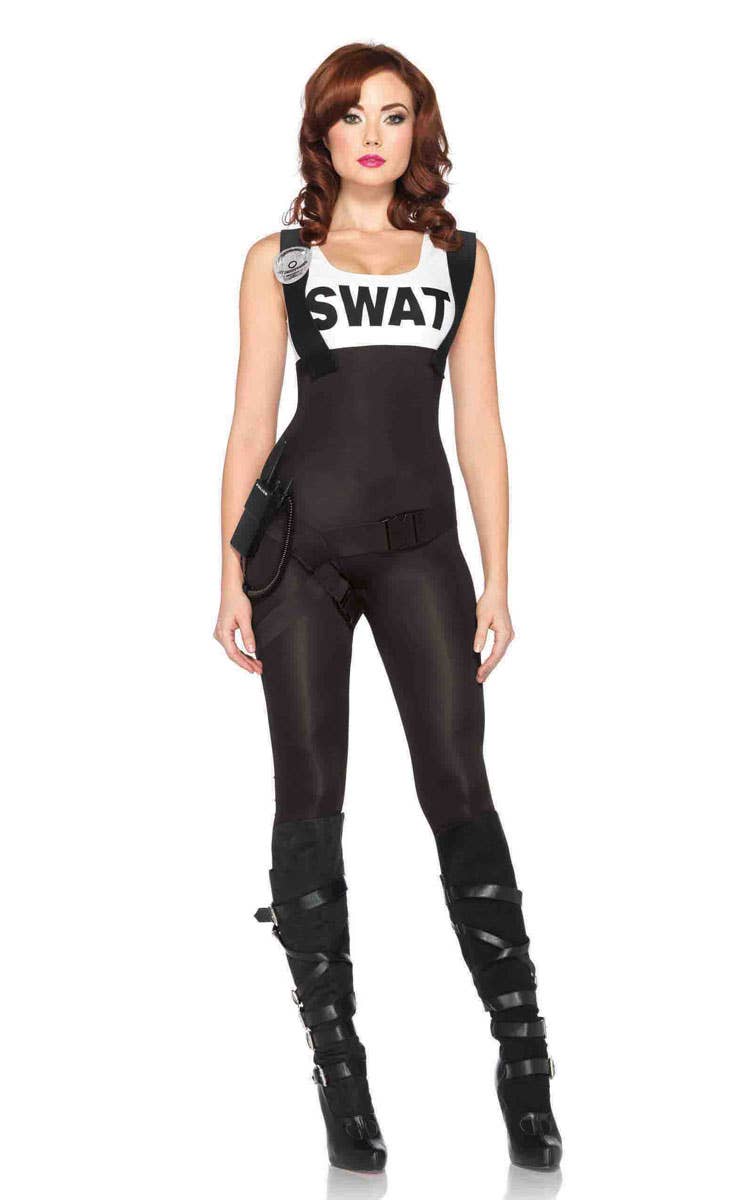 Women's Sexy SWAT Officer Jumpsuit Costume Main Image