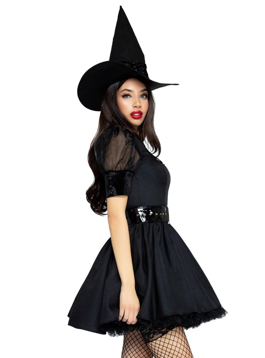 Sexy Black Witch Women's Deluxe Halloween Costume Side View