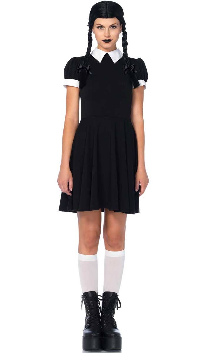 Women's Wednesday Addams Halloween Fancy Dress Costume Front