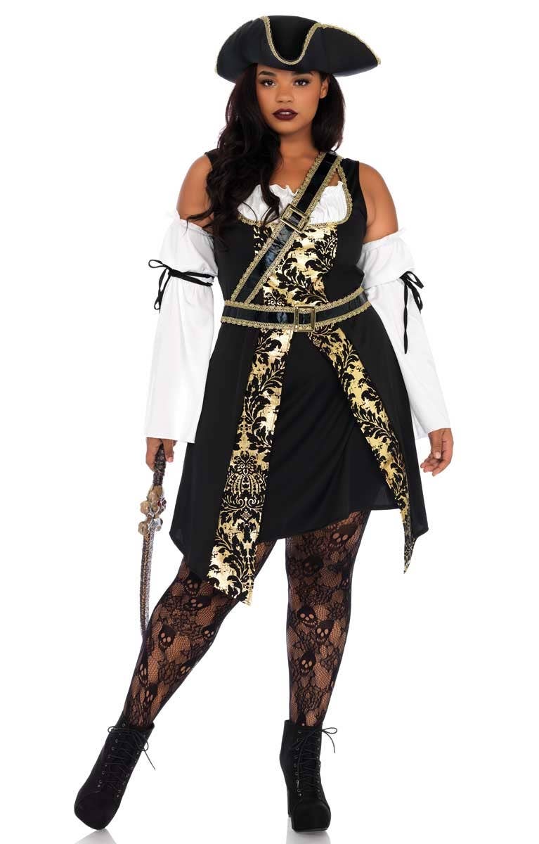 Sexy Black Sea Pirate Plus Size Women's Costume Front Image
