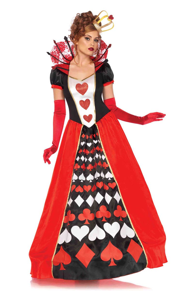 Deluxe Full Length Queen of Hearts Women's Costume Front View