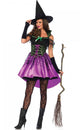 Black and Purple Spiderweb Witch Women's Halloween Costume - Front Image