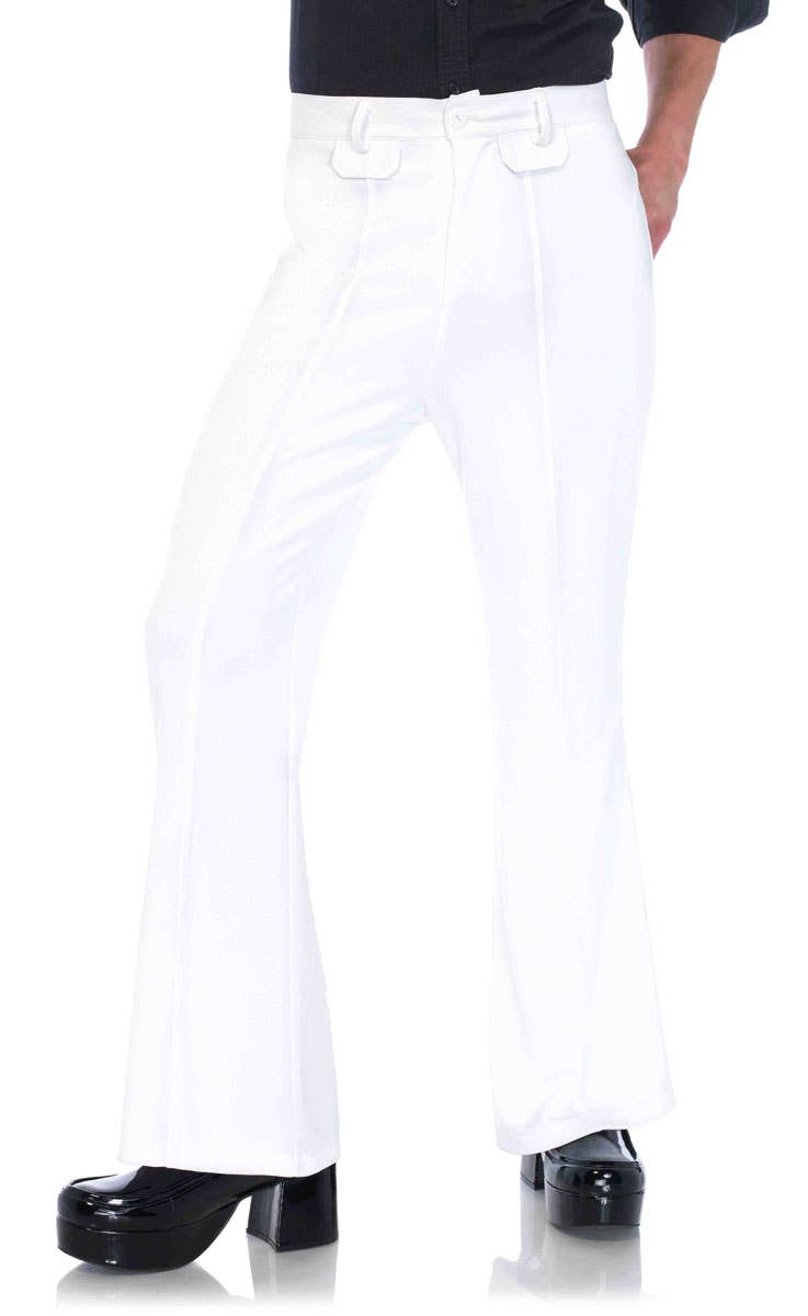 White Bell Bottom Men's 1970's Costume Pants Main Image