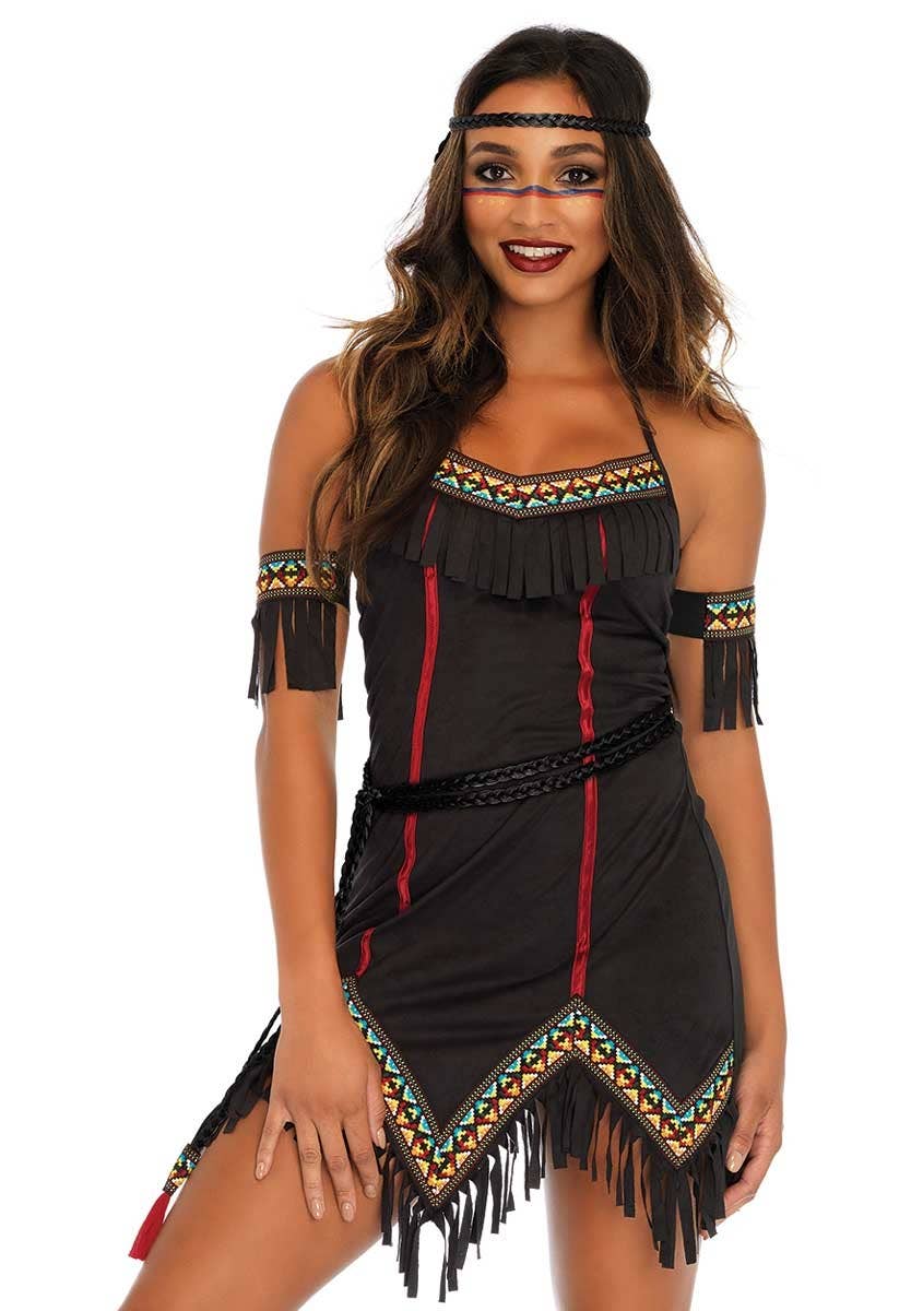 Brown Fringed Native Indian Costume Dress Womens Indian Costume