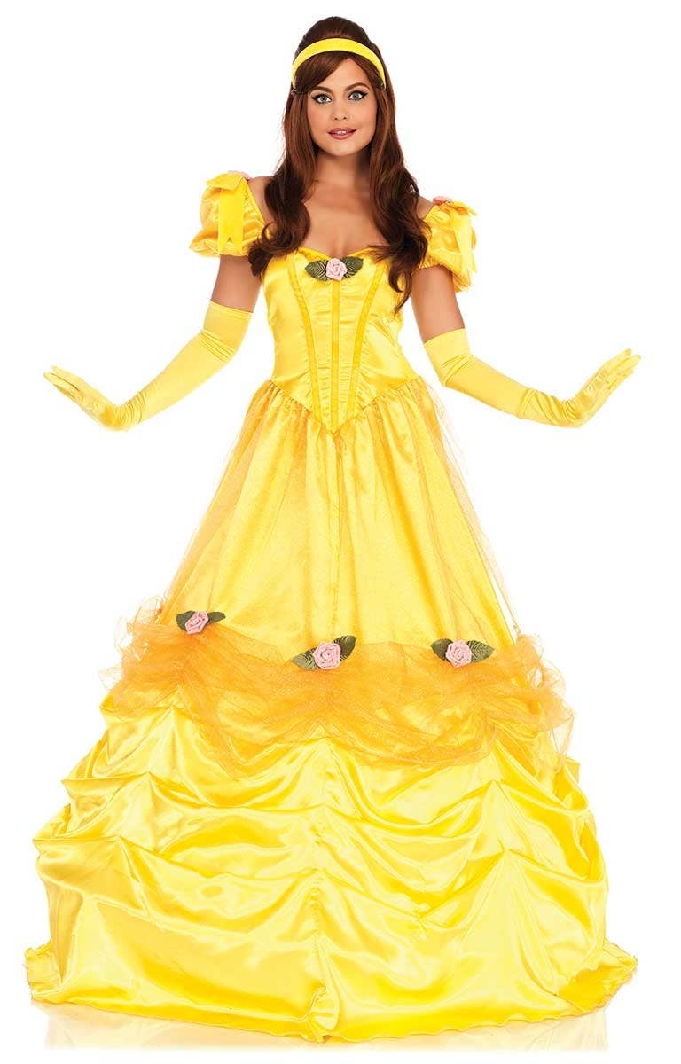 Women's Long Princess Belle Disney Deluxe Costume Front Image