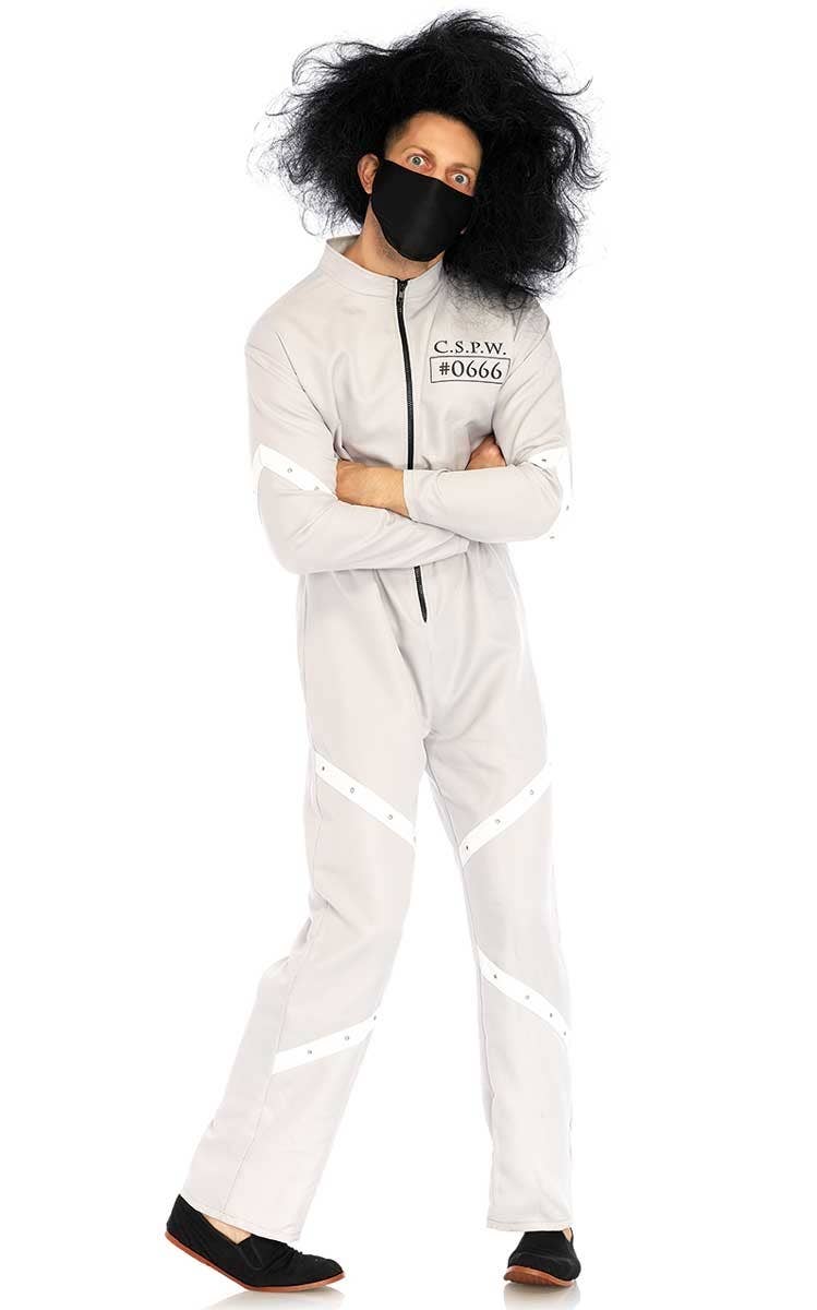 White Straitjacket Jumpsuit Mens Insane Asylum Patient Costume