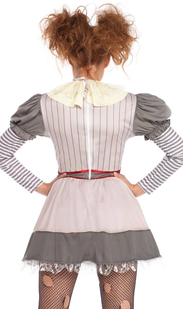 Women's Creepy Clown Pennywise Halloween Costume Back View