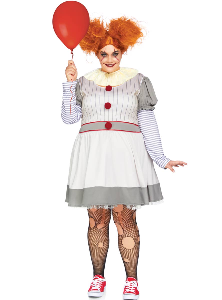 Womens Plus Size Pennywise Costume IT Clown Halloween Costume