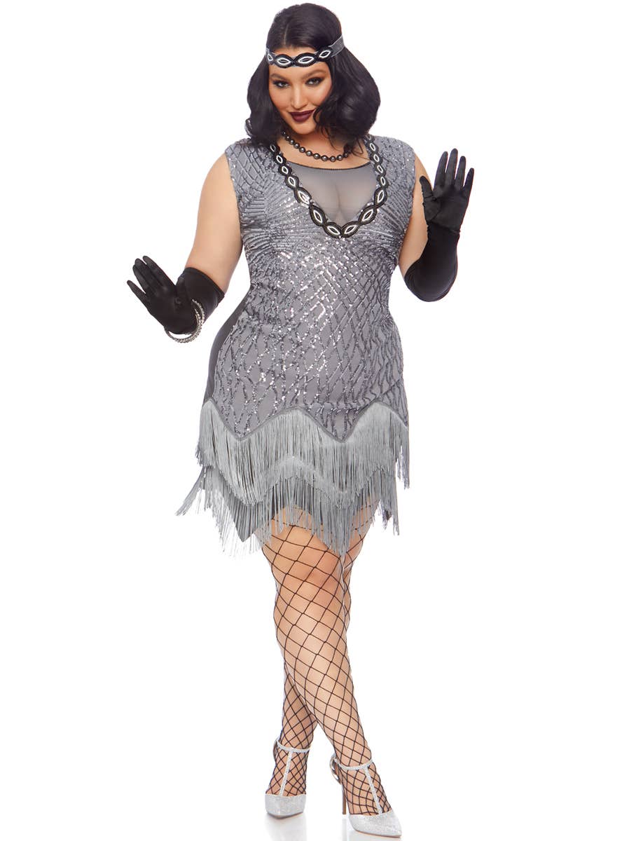 Plus Size Roaring Roxy Women's 1920's Gatsby Flapper Costume Front Image