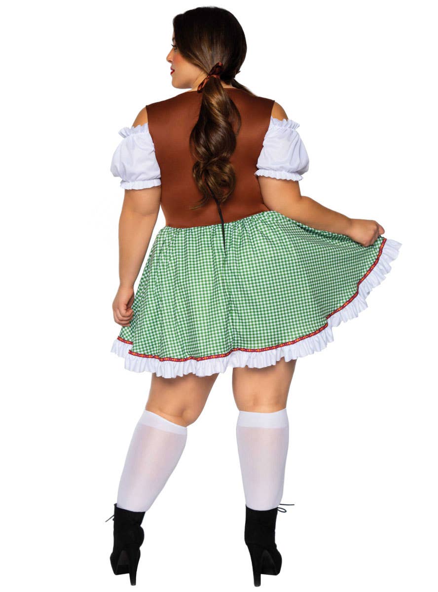 Plus Size Women's Green and Brown Oktoberfest Costume - Back Image