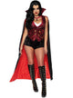 Women's Sexy Red and Black Vampire Costume - Front Image