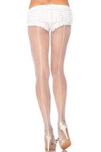 White Full Length Fishnet Pantyhose with Back Seam