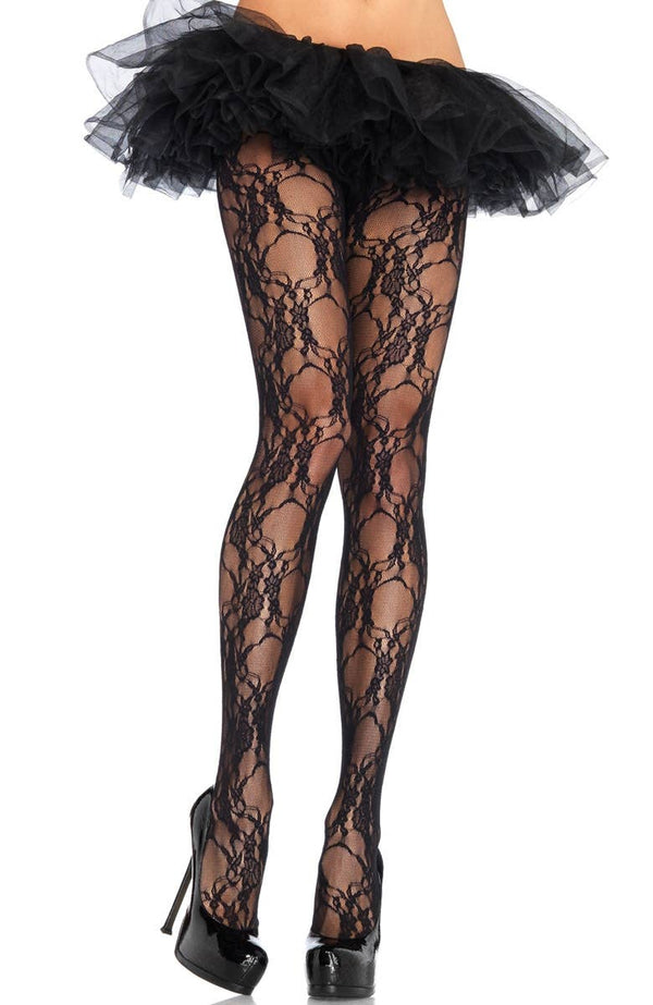 Black Floral Lace Plus Size Stockings Womens Black Lace Tights