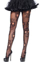 Sugar Skull Day of the Dead Women's Black Netted Pantyhose Stockings