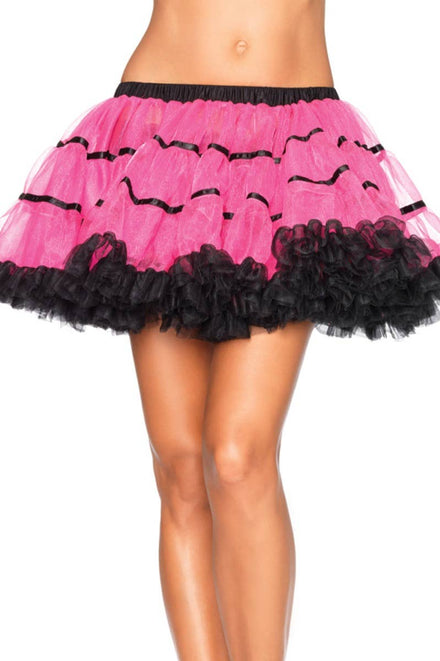 Women's Pink and Black Tulle Petticoat Tutu Costume Accessory Main Image