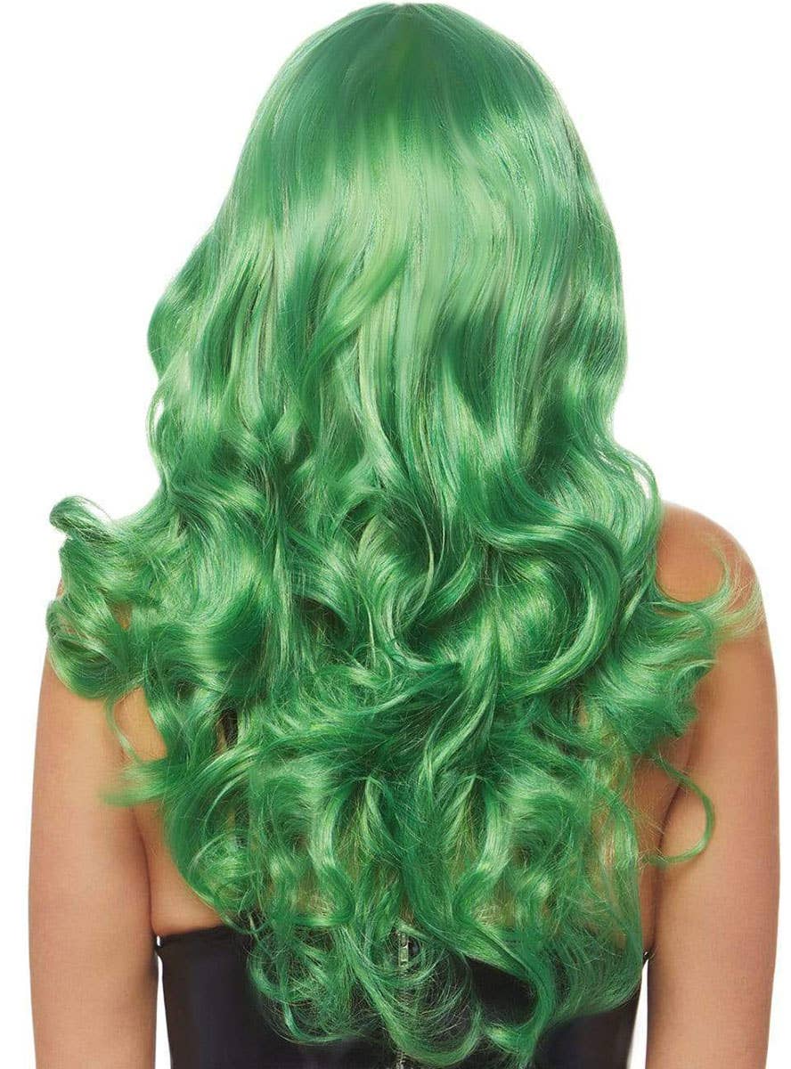 The Joker Long Green Curly Women's Costume Wig Alt Back Image