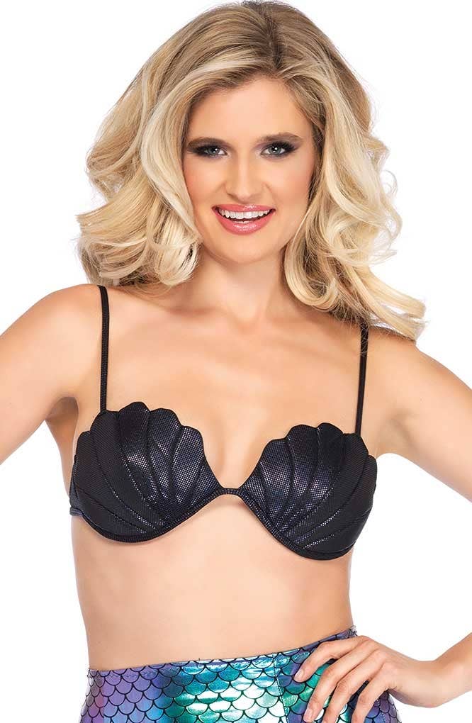 Women's Iridescent Black Shell Bra Mermaid Costume Accessory