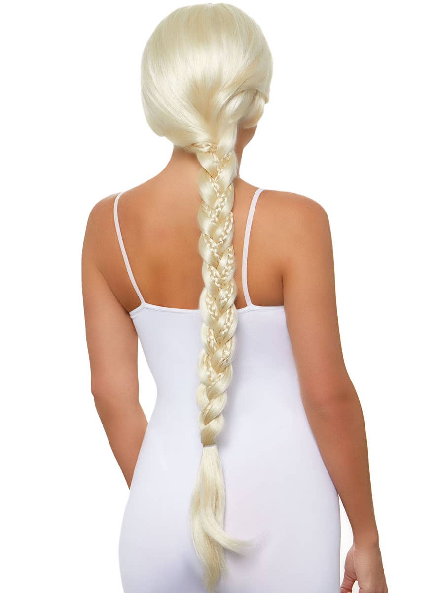 Women's Long Blonde Dual Braid Ponytail Costume Wig View 2