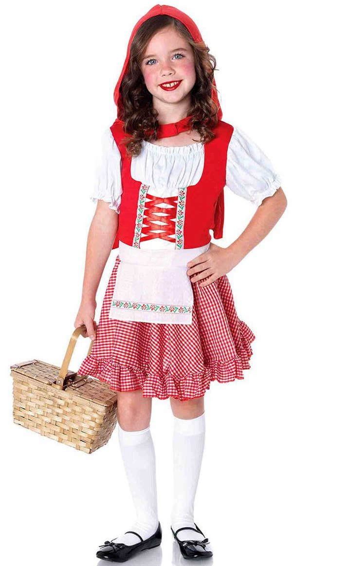 Leg Avenue Girl Lil Miss Red Riding Riding Hood Book Week Fancy Dress Costume - Third Image
