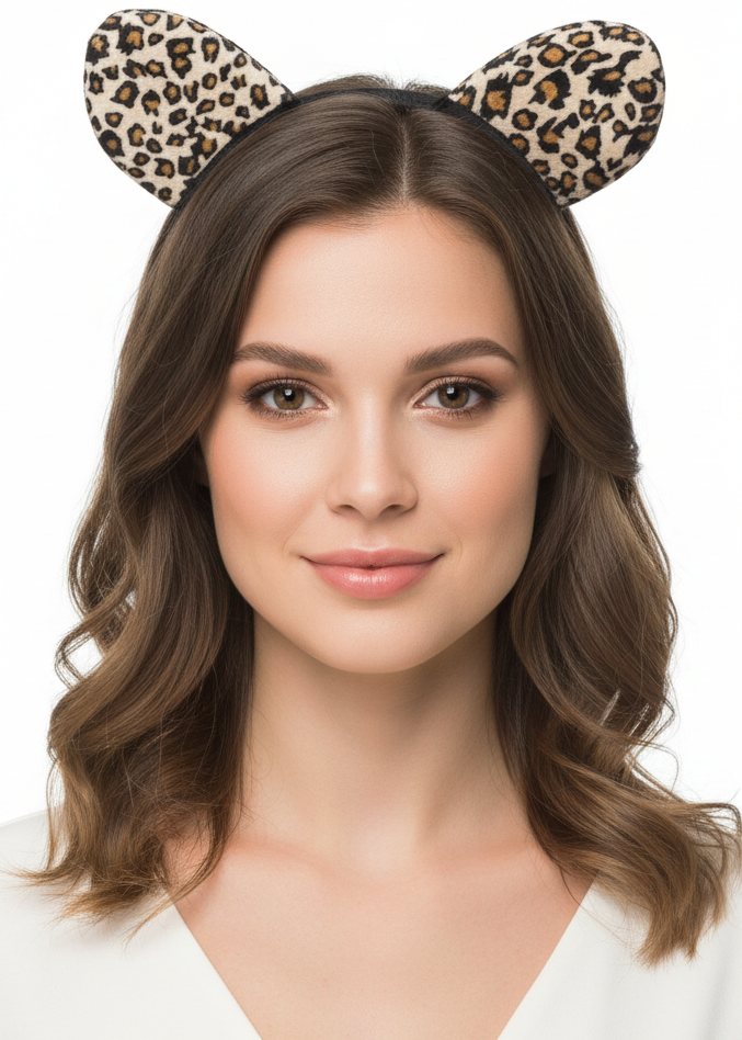 Leopard Print Adults Animal Costume Ears - Main Image