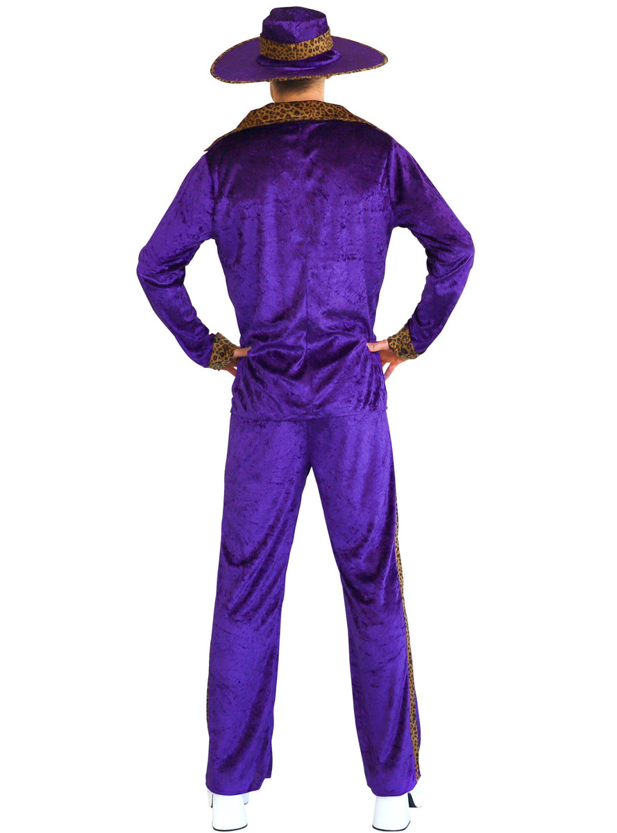 Leopard Print Mens Purple Mac Daddy Costume - Back Image