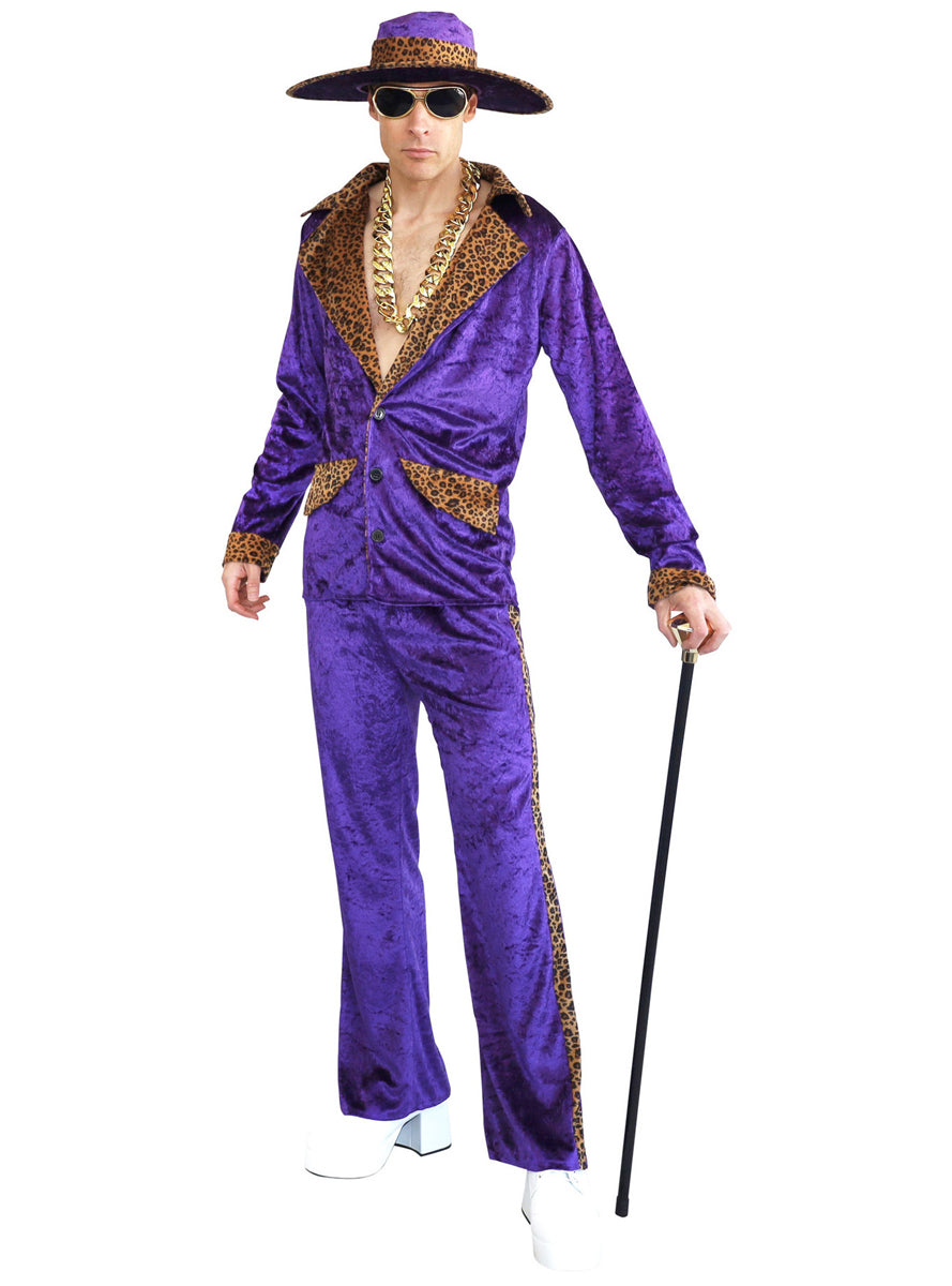 Leopard Print Mens Purple Mac Daddy Costume - Main Image