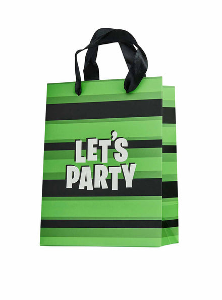 Lets Party 5 Pack 20cm Green and Black Striped Party Bags - Main Image