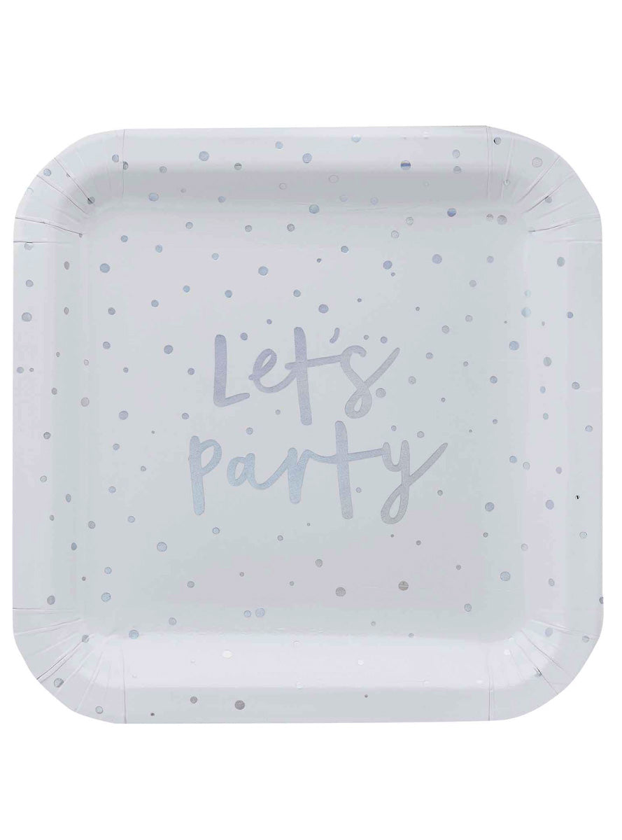 Lets Party Iridescent Dot 8 Pack 23cm Square Paper Plates – Main Image