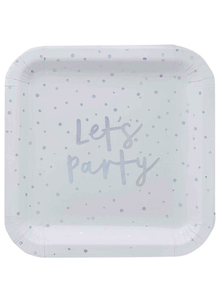 Lets Party Iridescent Dot 8 Pack 23cm Square Paper Plates – Main Image