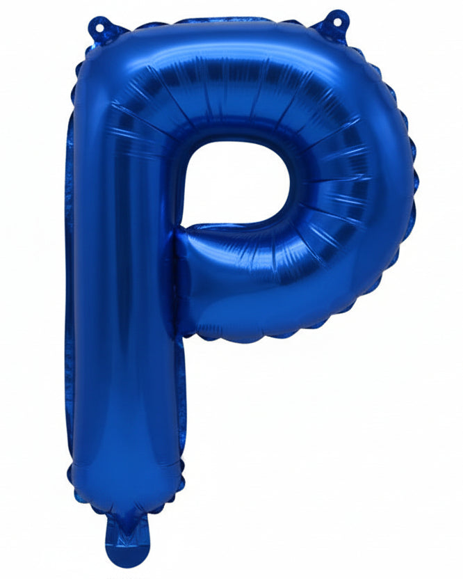 Blue Metallic Foil Letter P Small 35cm Balloon
