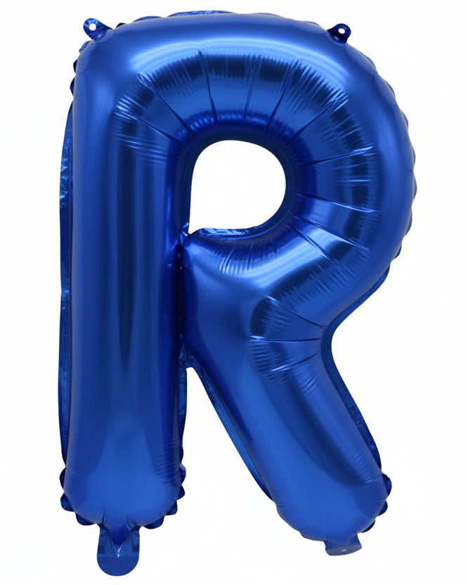 Blue Metallic Foil Letter R Small 35cm Balloon