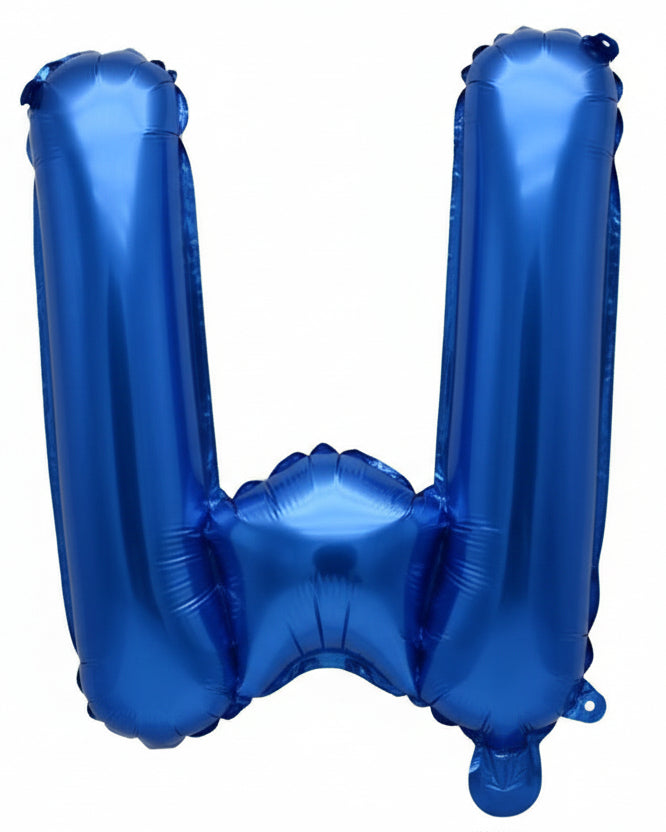 Blue Metallic Foil Letter W Small 35cm Balloon