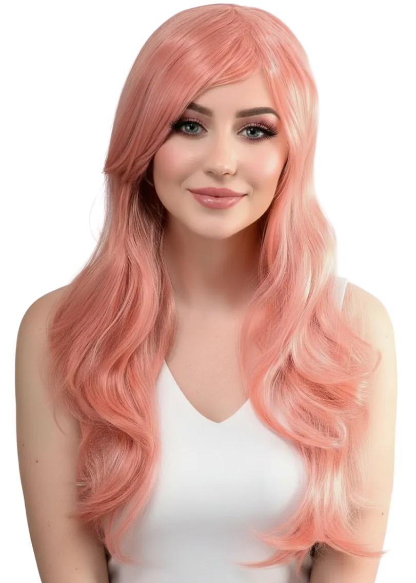 Light Pink Women's Long Wavy Costume Wig - Main Image
