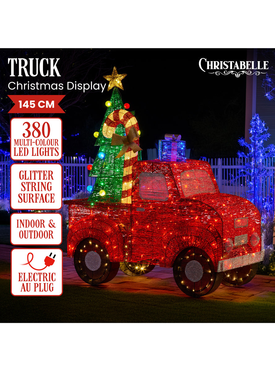 Light Up Christmas Tree Truck LED Decoration 140cm - Info Image 1