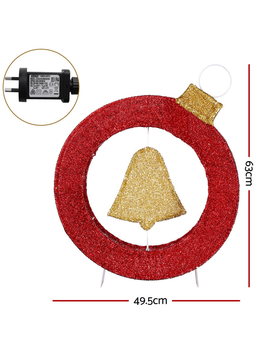 Light Up 60cm Bauble with Bell Christmas Light Decoration - Dimensions Image