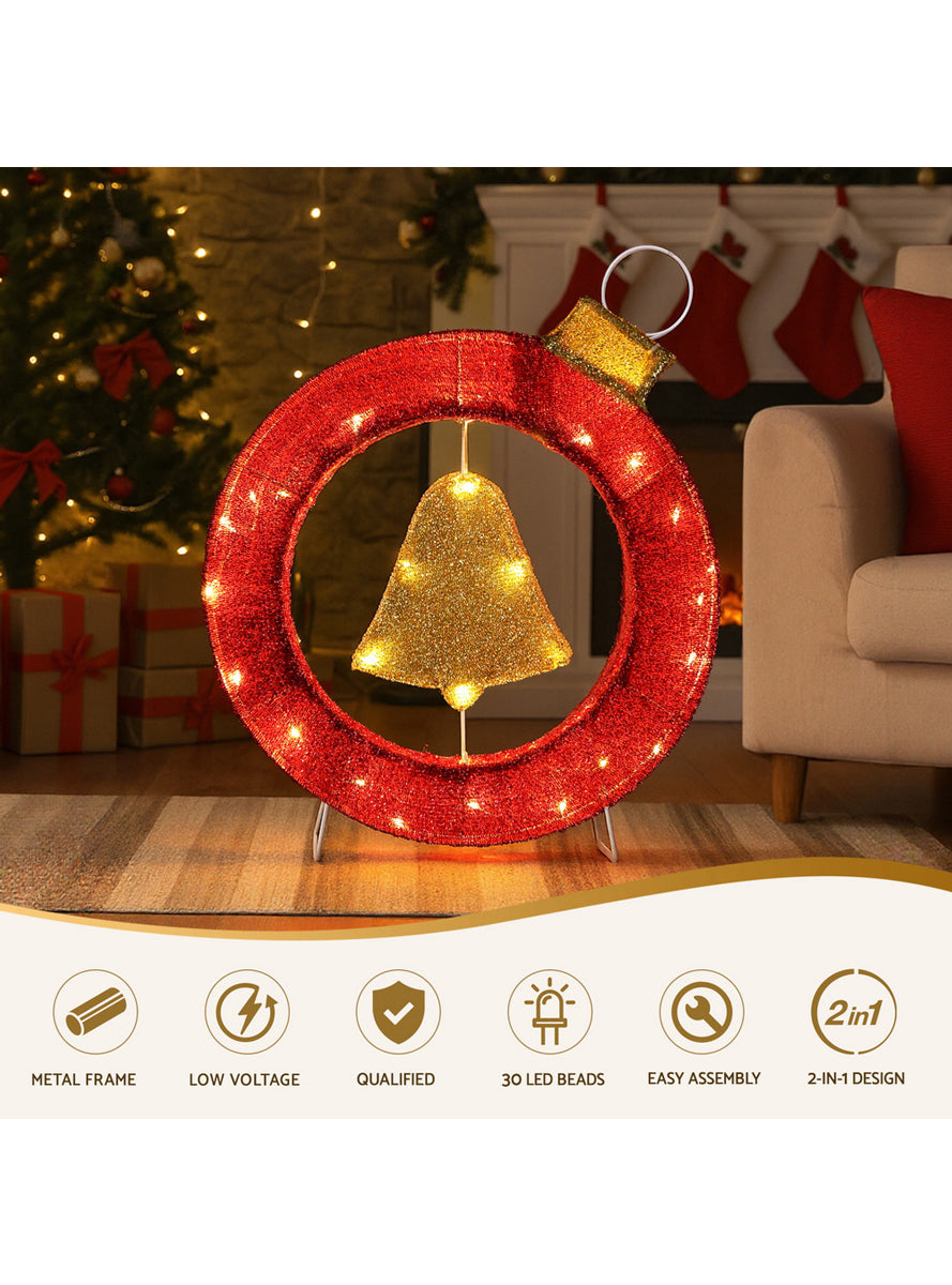 Light Up 60cm Bauble with Bell Christmas Light Decoration - Info Image 1