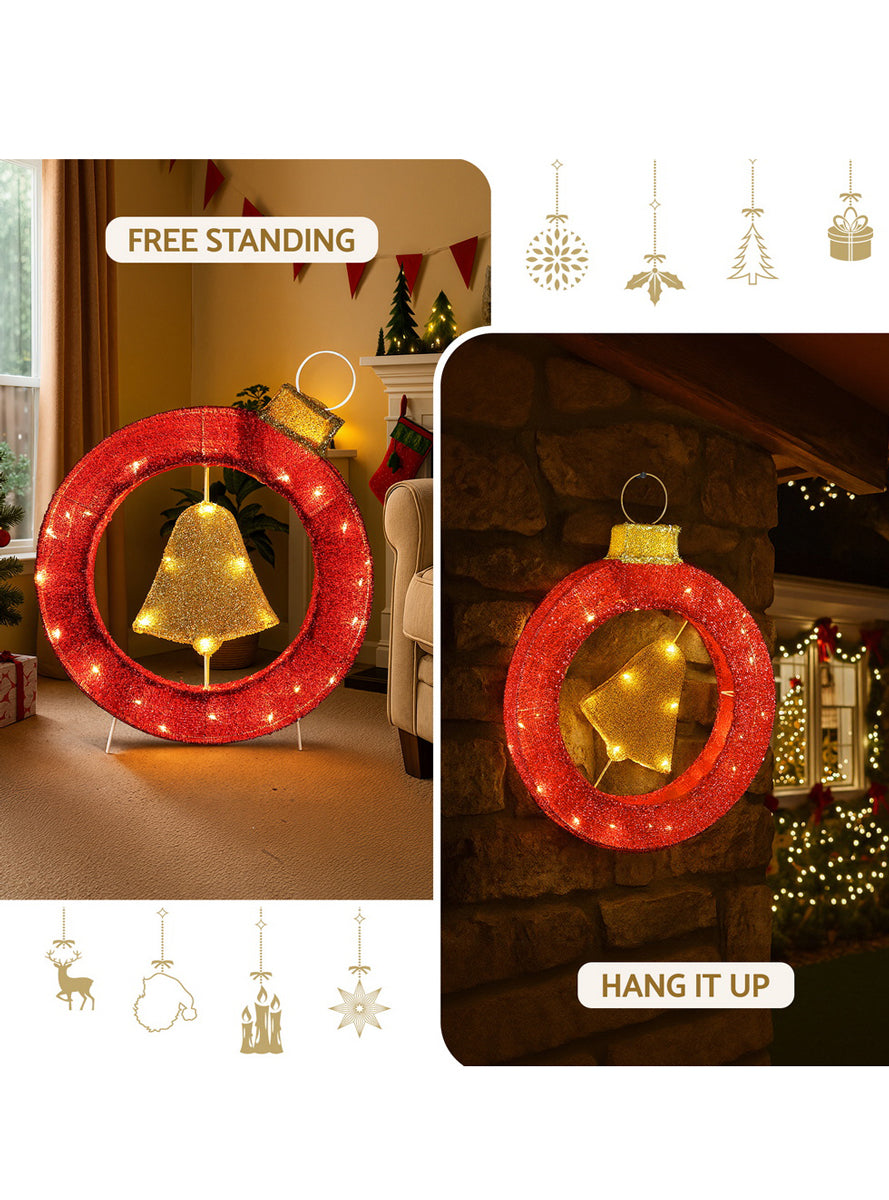 Light Up 60cm Bauble with Bell Christmas Light Decoration - Info Image 2