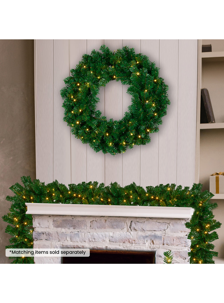 Light Up Chadwick Green Christmas Wreath 61cm - Alternate Image
