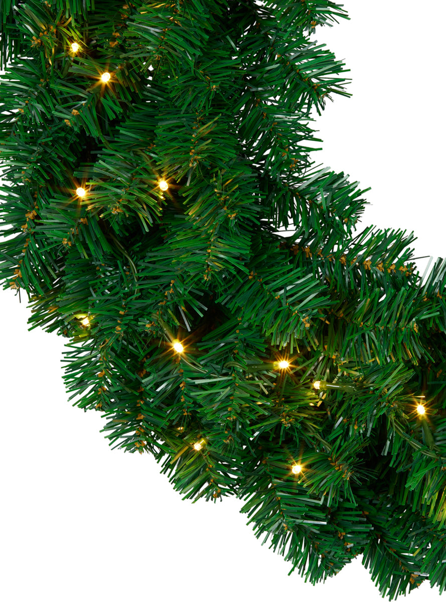 Light Up Chadwick Green Christmas Wreath 61cm - Close Image 1