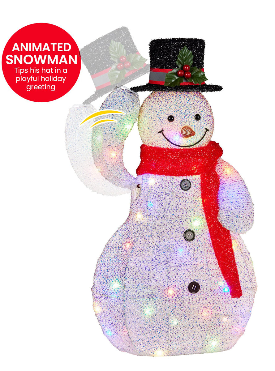 Light Up Christabelle 51cm Snowman Christmas Decoration - Animated Details Image