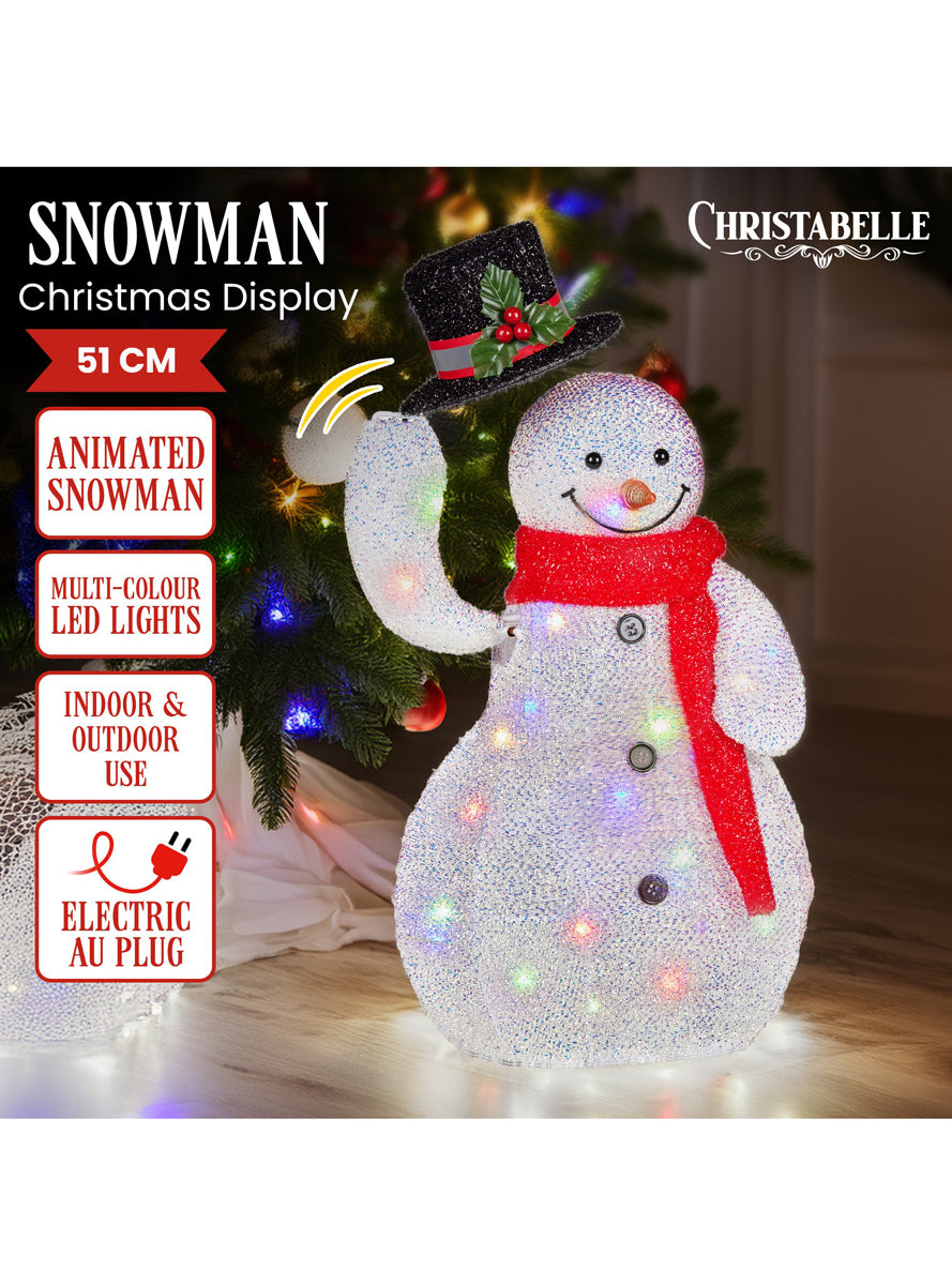 Light Up Christabelle 51cm Snowman Christmas Decoration - Details Image
