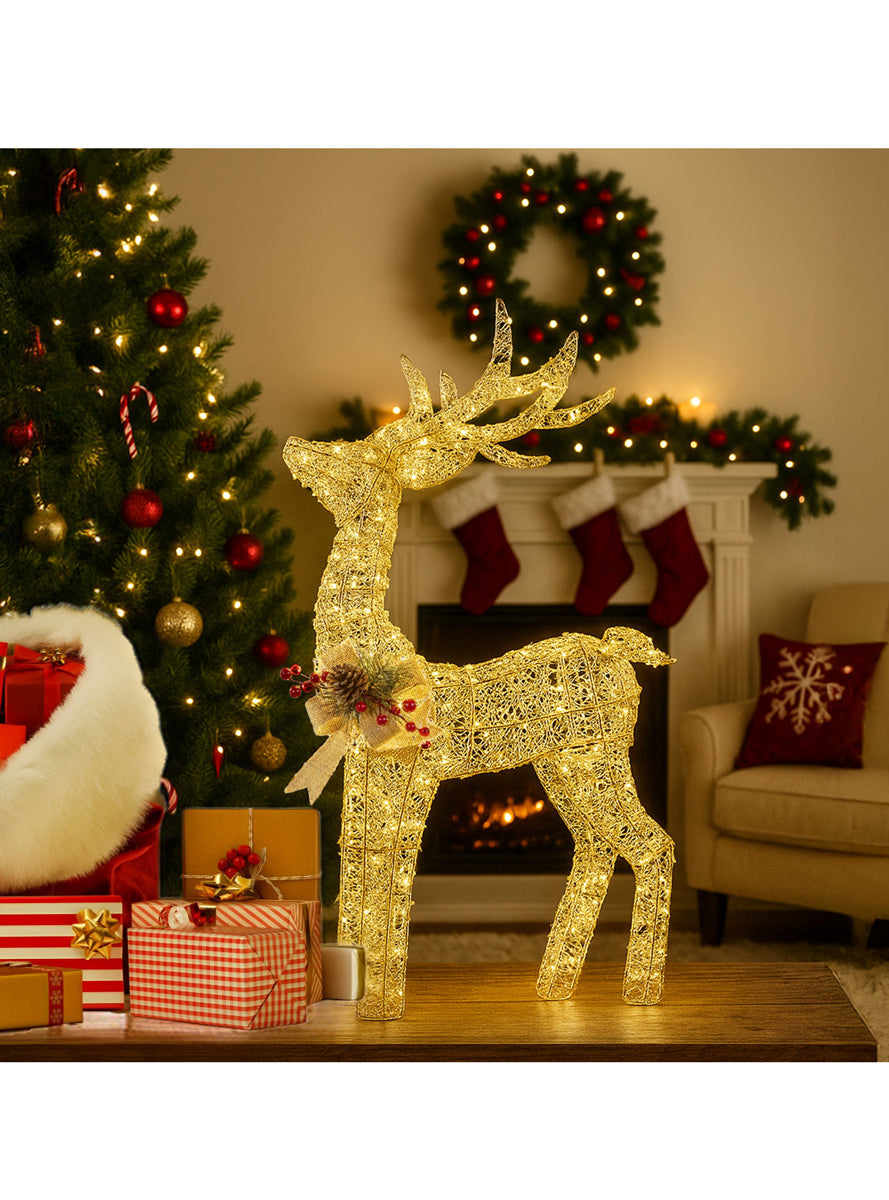 Light Up Christabelle Indoor or Outdoor Warm White LED Reindeer Christmas Decoration - Illuminated Lifestyle Image