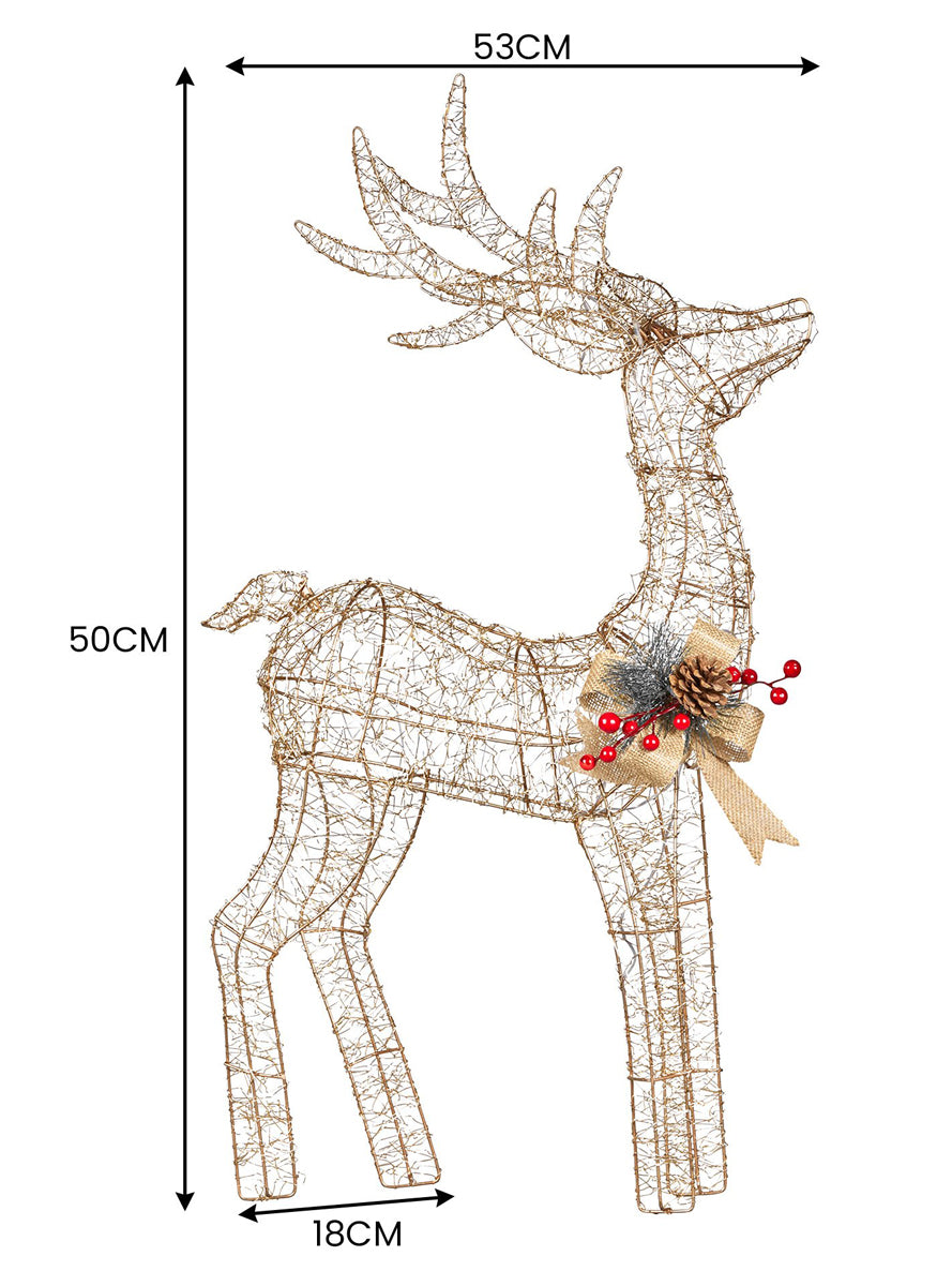 Light Up Christabelle Indoor or Outdoor Warm White LED Reindeer Christmas Decoration - Measurements Image