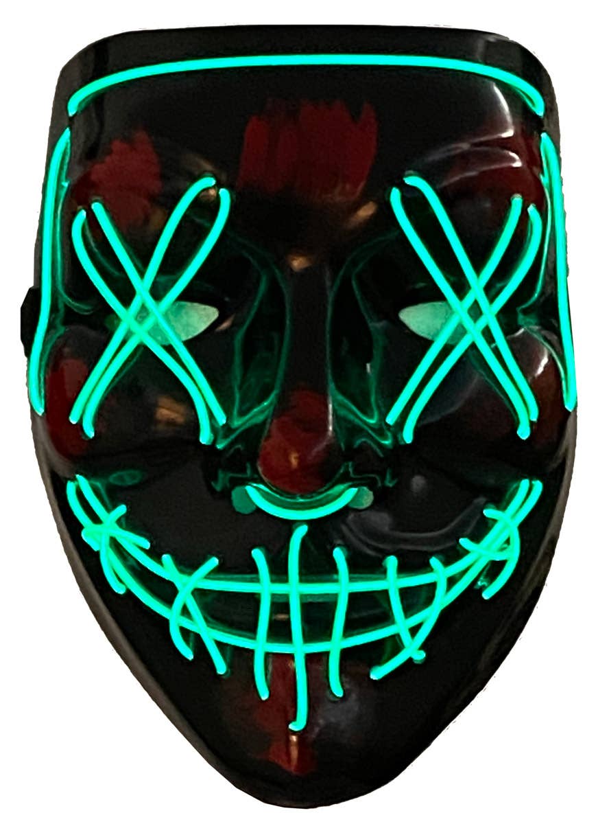 Image of Light Up Neon Green Purge Mask Halloween Accessory - Main Image