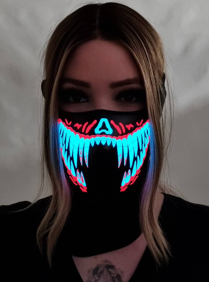 Image of Sound Activated Bloody Red Teeth Light Up Mask - Light Up Image