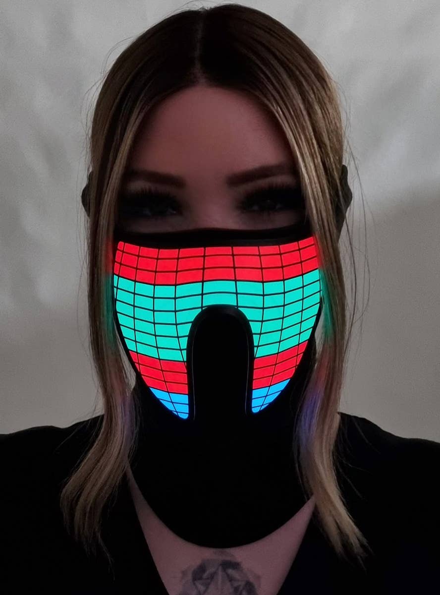 Image of Sound Activated Colourful Wave Light Up Mask - Light Up Image