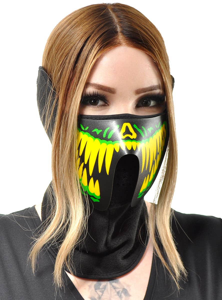 Image of Sound Activated Reptile Yellow and Green Teeth Light Up Mask - Main Image