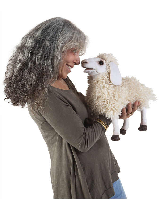 Light Woolly Sheep Hand Puppet - Alternate Image