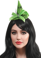 Spiderweb Neon Green Halloween Mini Witch Hat - Main Image