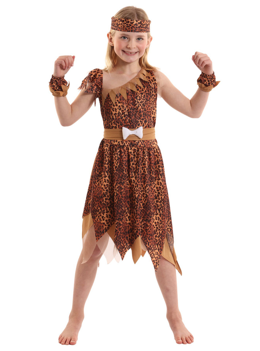Little Cave Girl Kids Prehistoric Costume - Alternative Image 1
